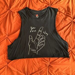 Black Graphic Crop Top